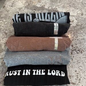 5 Mens Small Christian Assorted Tee Shirts